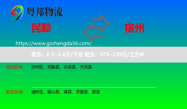 民勤县到宿州物流专线