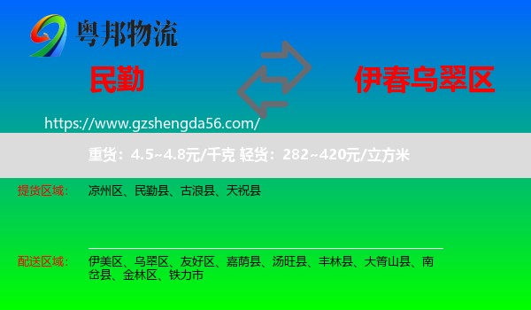 民勤县到乌翠区物流专线