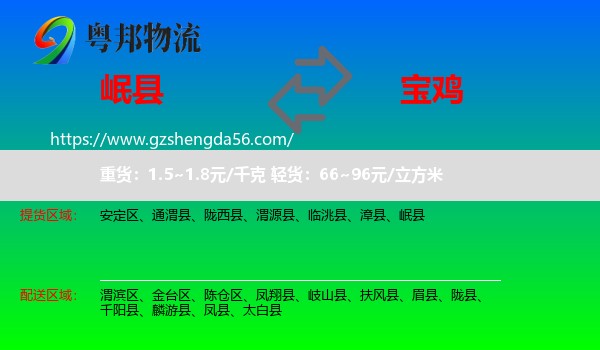 岷县到宝鸡物流专线