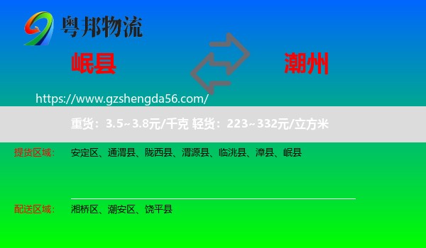 岷县到潮州物流专线