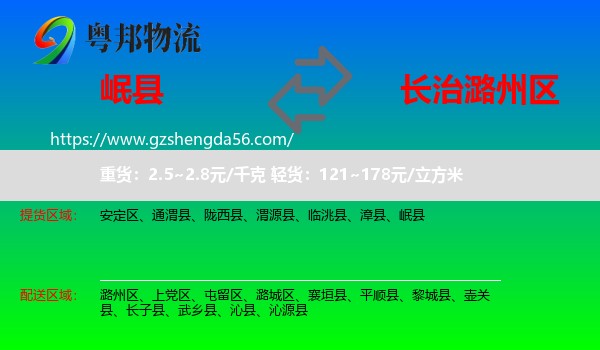 岷县到潞州区物流专线