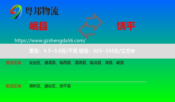 岷县到饶平县物流专线