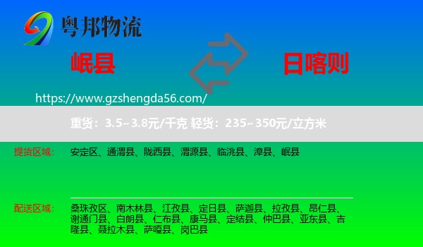 岷县到日喀则物流专线