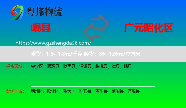 岷县到昭化区物流专线