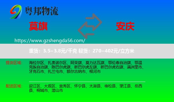 莫力达瓦旗到安庆物流专线