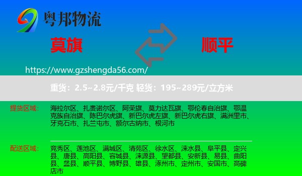 莫力达瓦旗到顺平县物流专线