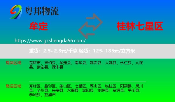 牟定县到七星区物流专线