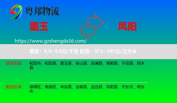 墨玉县到凤阳县物流专线