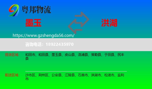墨玉县到洪湖市物流专线