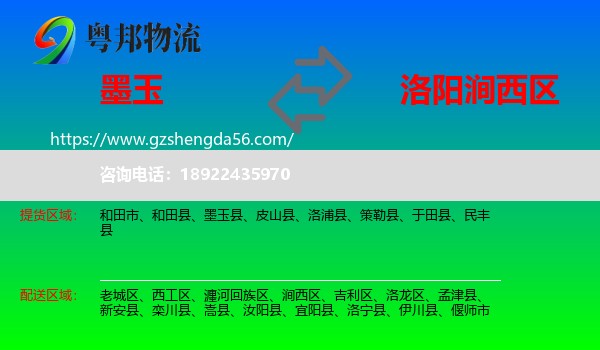 墨玉县到涧西区物流专线