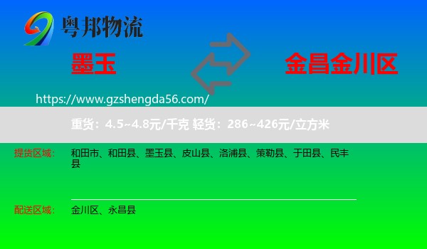 墨玉县到金川区物流专线