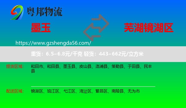 墨玉县到镜湖区物流专线