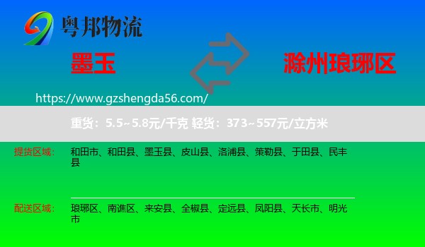 墨玉县到琅琊区物流专线