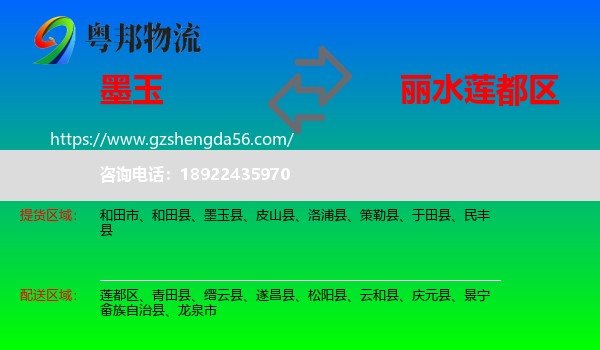 墨玉县到莲都区物流专线