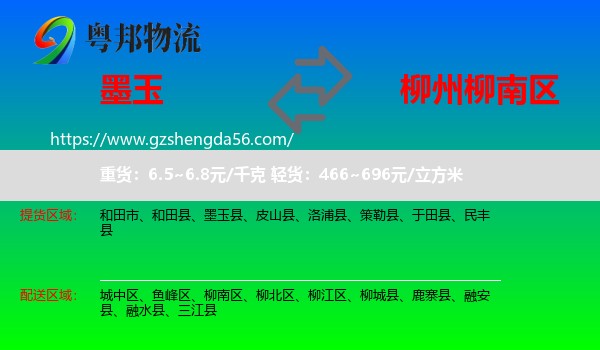 墨玉县到柳南区物流专线