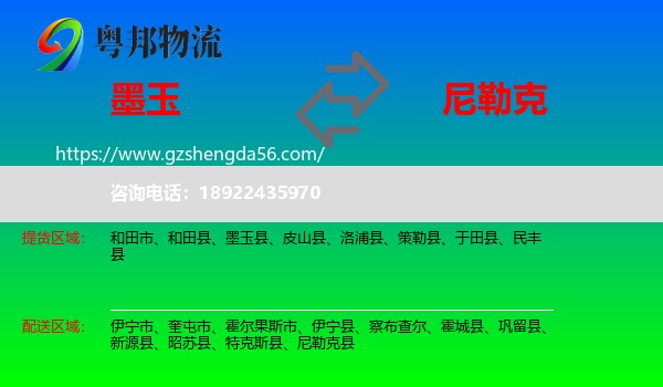 墨玉县到尼勒克县物流专线