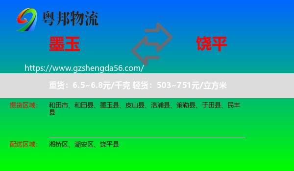墨玉县到饶平县物流专线