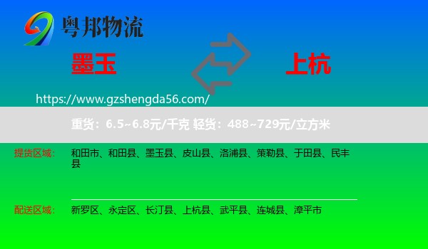 墨玉县到上杭县物流专线