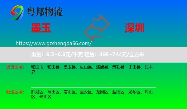 墨玉县到深圳物流专线