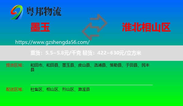 墨玉县到相山区物流专线