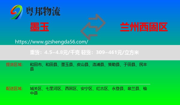 墨玉县到西固区物流专线