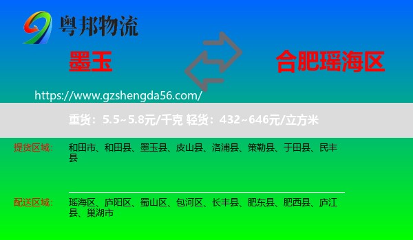 墨玉县到瑶海区物流专线
