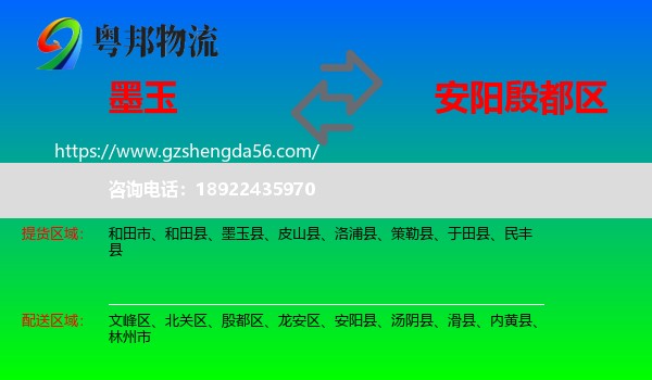 墨玉县到殷都区物流专线