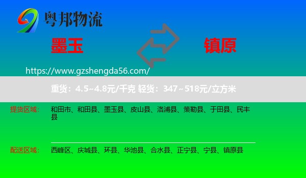 墨玉县到镇原县物流专线