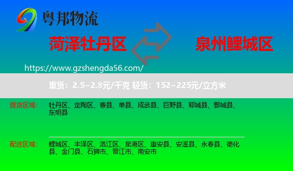 牡丹区到鲤城区物流专线