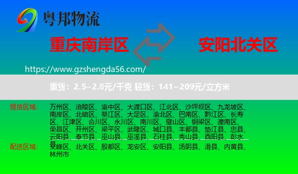 南岸区到北关区物流专线
