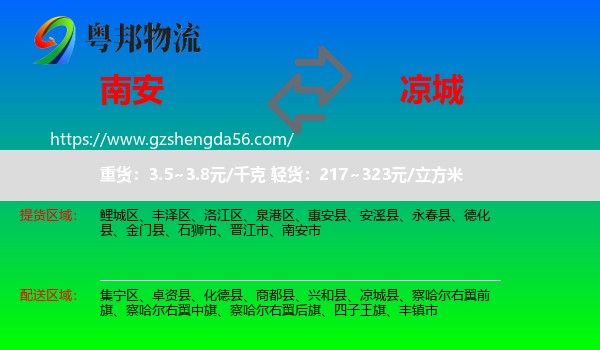 南安市到凉城县物流专线