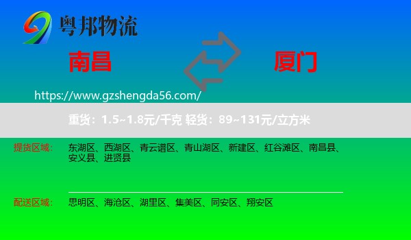 南昌到厦门物流