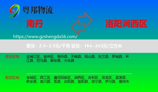 南丹县到涧西区物流专线