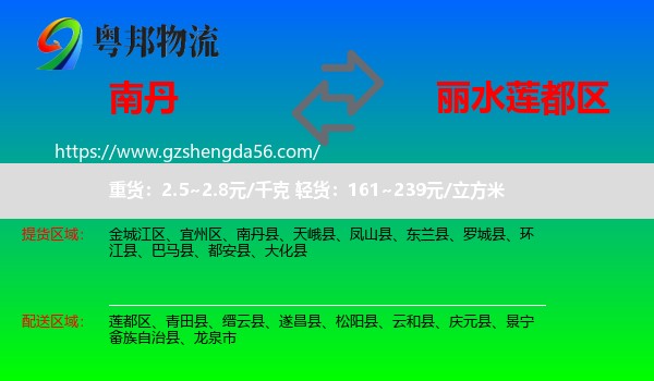南丹县到莲都区物流专线