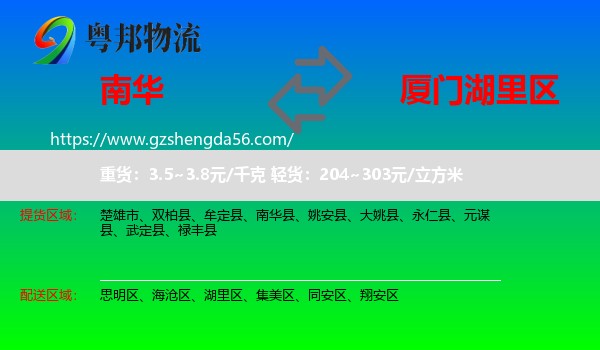 南华县到湖里区物流专线