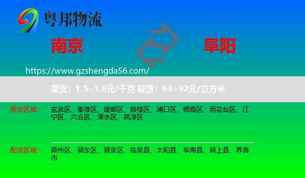 南京到阜阳物流