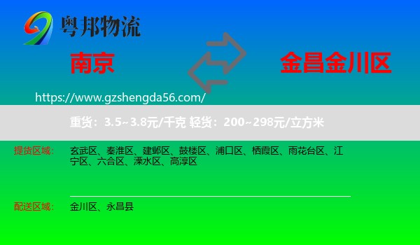 南京到金川区物流专线