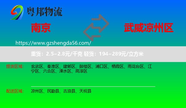 南京到凉州区物流专线