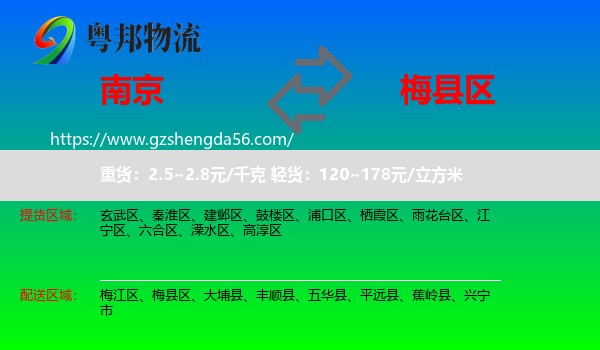南京到梅县区物流专线