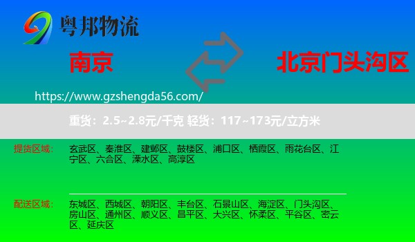 南京到门头沟区物流专线