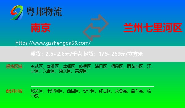 南京到七里河区物流专线