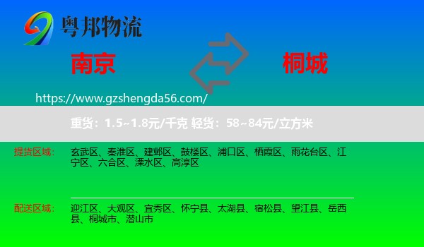 南京到桐城市物流专线
