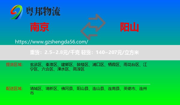 南京到阳山县物流专线
