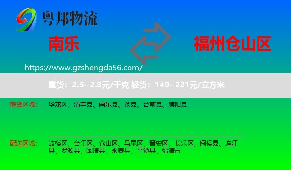 南乐县到仓山区物流专线