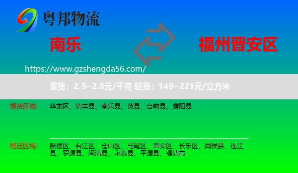 南乐县到晋安区物流专线
