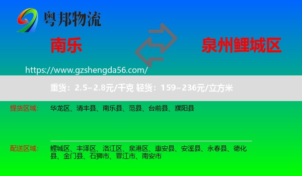 南乐县到鲤城区物流专线