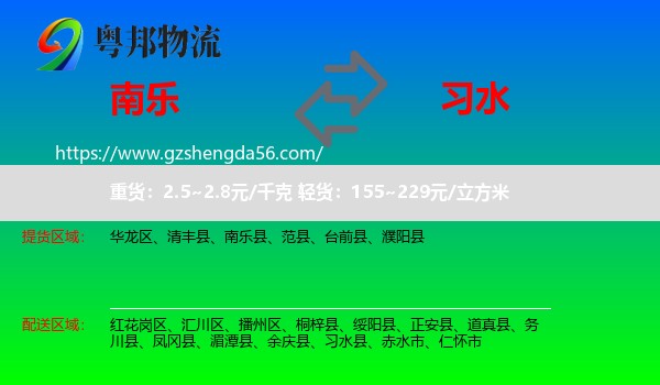 南乐县到习水县物流专线