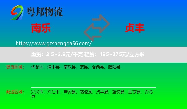 南乐县到贞丰县物流专线