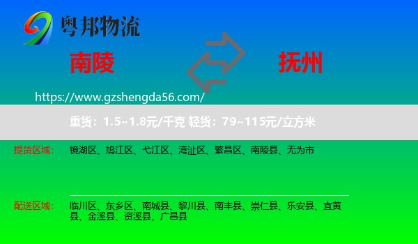 南陵县到抚州物流专线