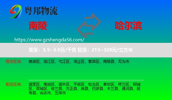 南陵县到哈尔滨专线